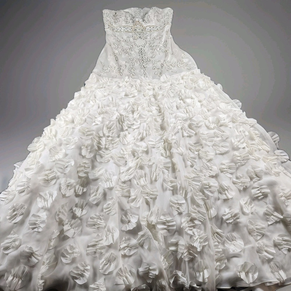 Sue Wong Ivory Floral Embellished Gown